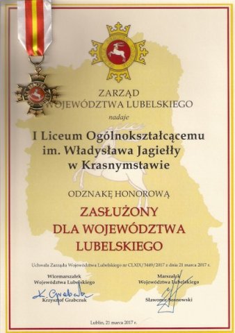 Obchody 100 – lecia istnienia I Liceum Ogólnokształcącego im. Władysława Jagiełły  w Krasnymstawie.