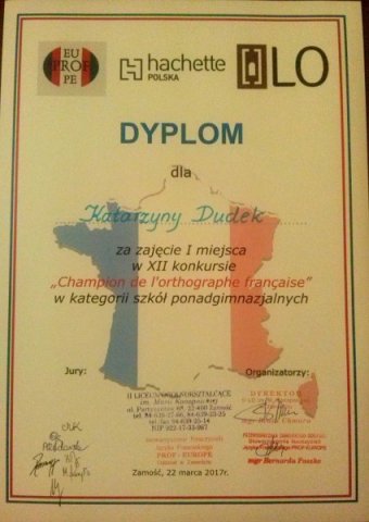 Katarzyna Dudek - Mistrzynią Ortografii Francuskiej